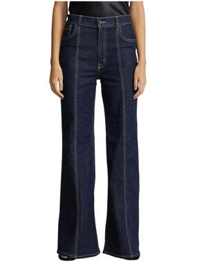 Polo Ralph Lauren High Rise Flared Jeans Dark Wash Seam Detail Size 0 XS